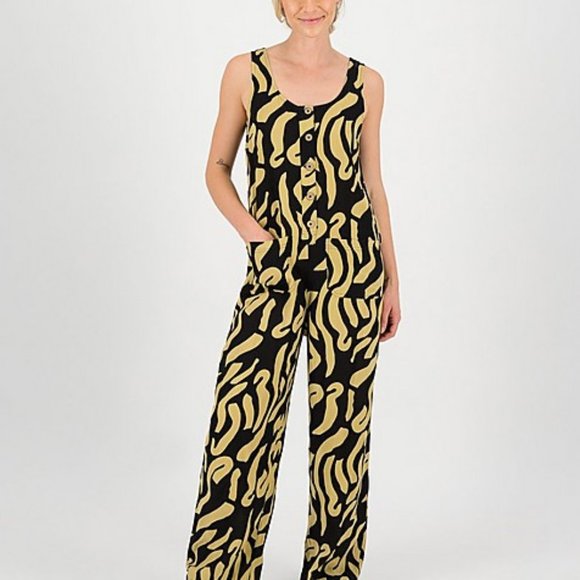Old Khaki Women's Zoe Linen Blend Jumpsuit Printed M 8 - Picture 1 of 3